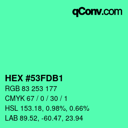 Color code: HEX #53FDB1 | qconv.com