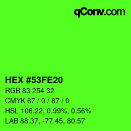 カラーコード: HEX #53FE20 | qconv.com