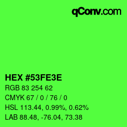 Color code: HEX #53FE3E | qconv.com