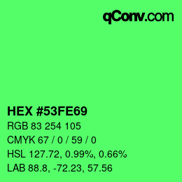 Color code: HEX #53FE69 | qconv.com