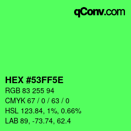 Código de color: HEX #53FF5E | qconv.com