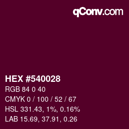 颜色代码: HEX #540028 | qconv.com