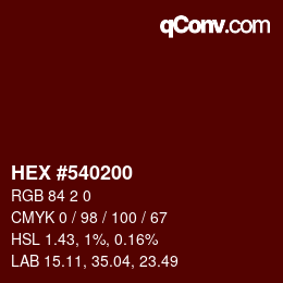 Color code: HEX #540200 | qconv.com