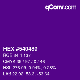 Code couleur: HEX #540489 | qconv.com