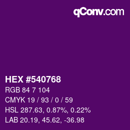 カラーコード: HEX #540768 | qconv.com