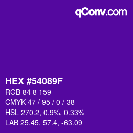 Color code: HEX #54089F | qconv.com