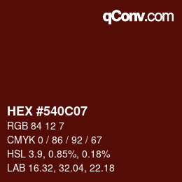 Farbcode: HEX #540C07 | qconv.com
