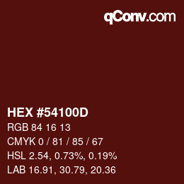 Color code: HEX #54100D | qconv.com