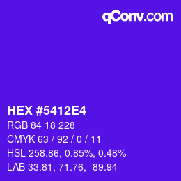 颜色代码: HEX #5412E4 | qconv.com