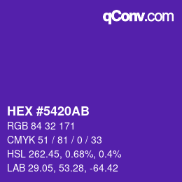 カラーコード: HEX #5420AB | qconv.com