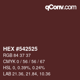 Farbcode: HEX #542525 | qconv.com