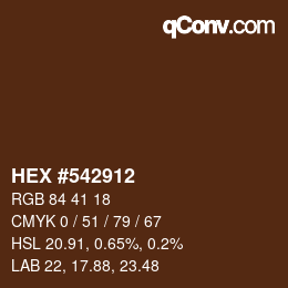 颜色代码: HEX #542912 | qconv.com
