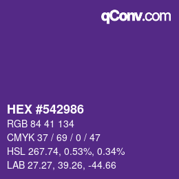 颜色代码: HEX #542986 | qconv.com