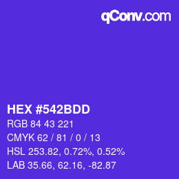 Color code: HEX #542BDD | qconv.com