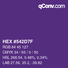 Farbcode: HEX #542D7F | qconv.com