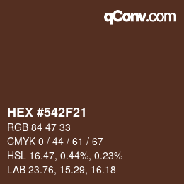 颜色代码: HEX #542F21 | qconv.com