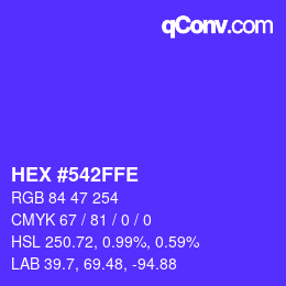 颜色代码: HEX #542FFE | qconv.com