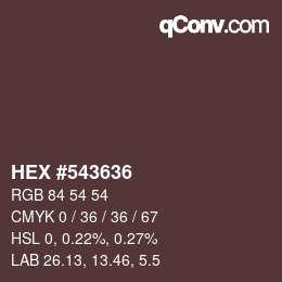 カラーコード: HEX #543636 | qconv.com