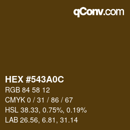 Color code: HEX #543A0C | qconv.com