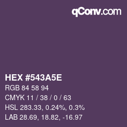 Color code: HEX #543A5E | qconv.com