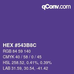 Color code: HEX #543B8C | qconv.com