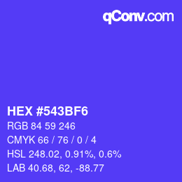 カラーコード: HEX #543BF6 | qconv.com