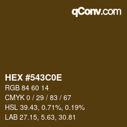 Color code: HEX #543C0E | qconv.com