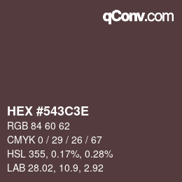 Color code: HEX #543C3E | qconv.com