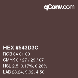 Color code: HEX #543D3C | qconv.com