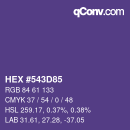 Color code: HEX #543D85 | qconv.com