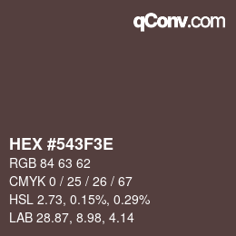 Color code: HEX #543F3E | qconv.com