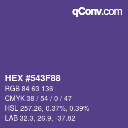 カラーコード: HEX #543F88 | qconv.com