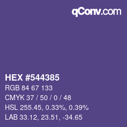 カラーコード: HEX #544385 | qconv.com