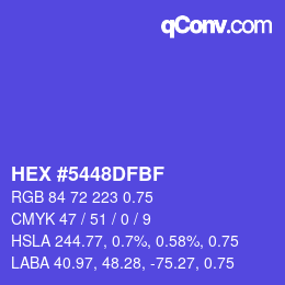 颜色代码: HEX #5448DFBF | qconv.com