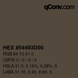 Color code: HEX #54493D00 | qconv.com