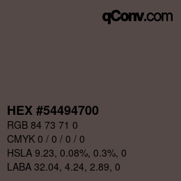 Color code: HEX #54494700 | qconv.com
