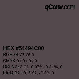 Color code: HEX #54494C00 | qconv.com