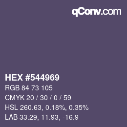 颜色代码: HEX #544969 | qconv.com