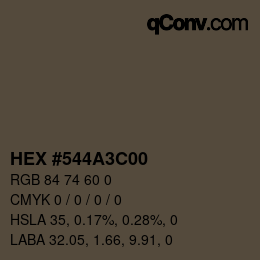 Color code: HEX #544A3C00 | qconv.com