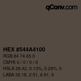 颜色代码: HEX #544A4100 | qconv.com