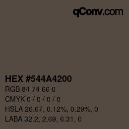 Color code: HEX #544A4200 | qconv.com