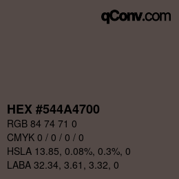 Código de color: HEX #544A4700 | qconv.com