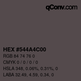 Color code: HEX #544A4C00 | qconv.com