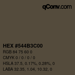 Color code: HEX #544B3C00 | qconv.com