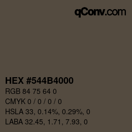 Color code: HEX #544B4000 | qconv.com