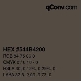 Color code: HEX #544B4200 | qconv.com