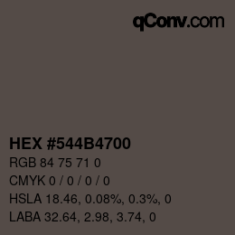 Color code: HEX #544B4700 | qconv.com