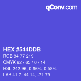 颜色代码: HEX #544DDB | qconv.com