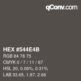 Color code: HEX #544E4B | qconv.com