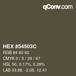 颜色代码: HEX #54503C | qconv.com